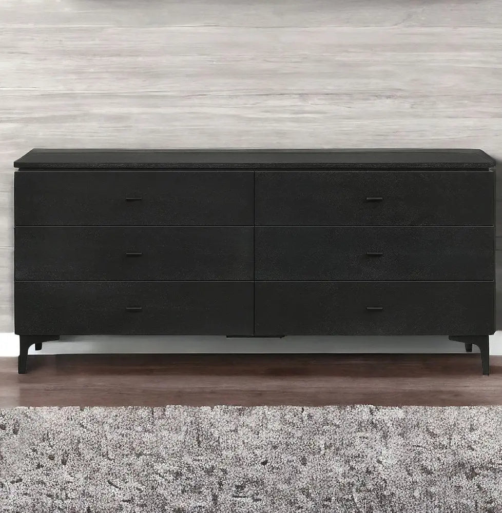 63" Black Six Drawer Double Dresser HomeRoots