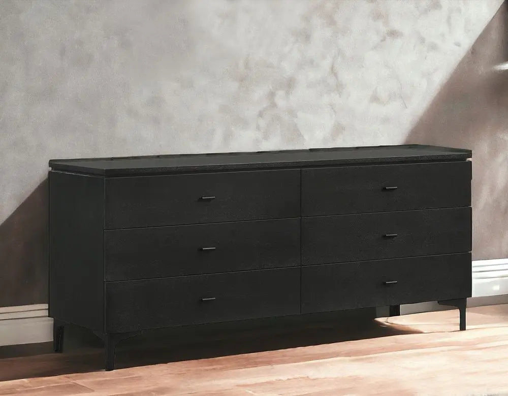 63" Black Six Drawer Double Dresser HomeRoots