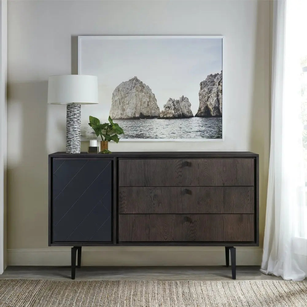 63" Gray Solid Wood Three Drawer Dresser HomeRoots