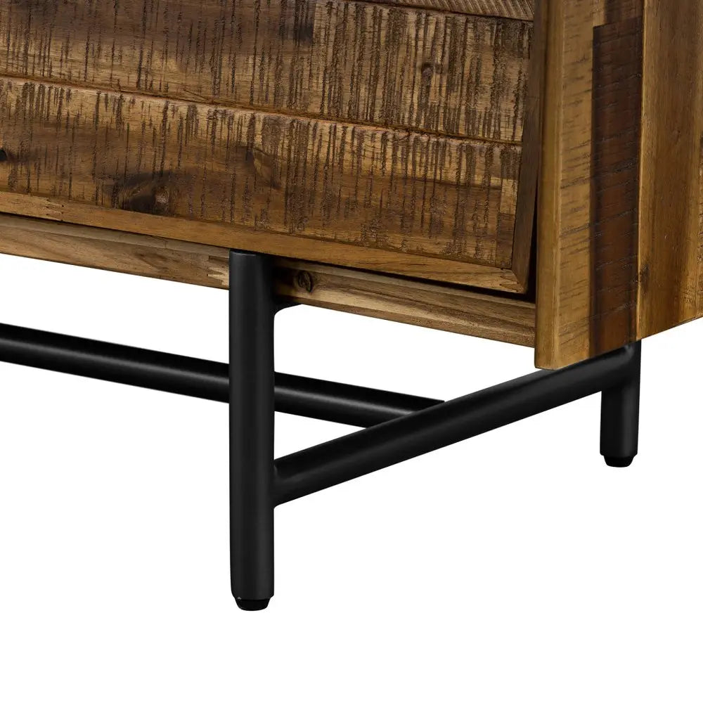 57" Brown and Black Solid Wood Six Drawer Double Dresser HomeRoots