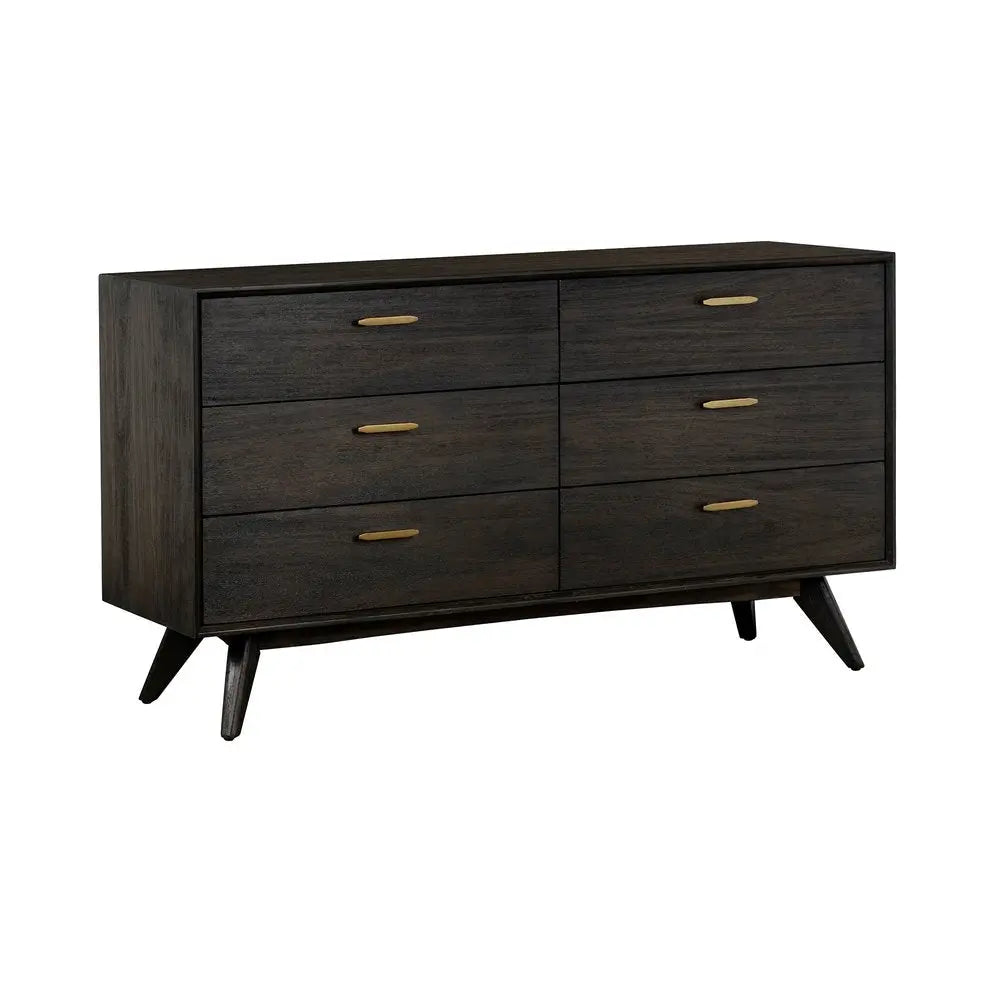 63" Brown Solid Wood Six Drawer Double Dresser HomeRoots