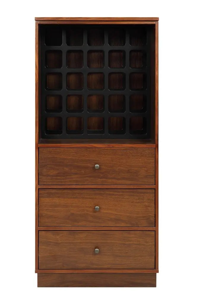 52" Brown And Black Wood Bar Cabinet With Three Drawers - NOVA HOME FURNITURE