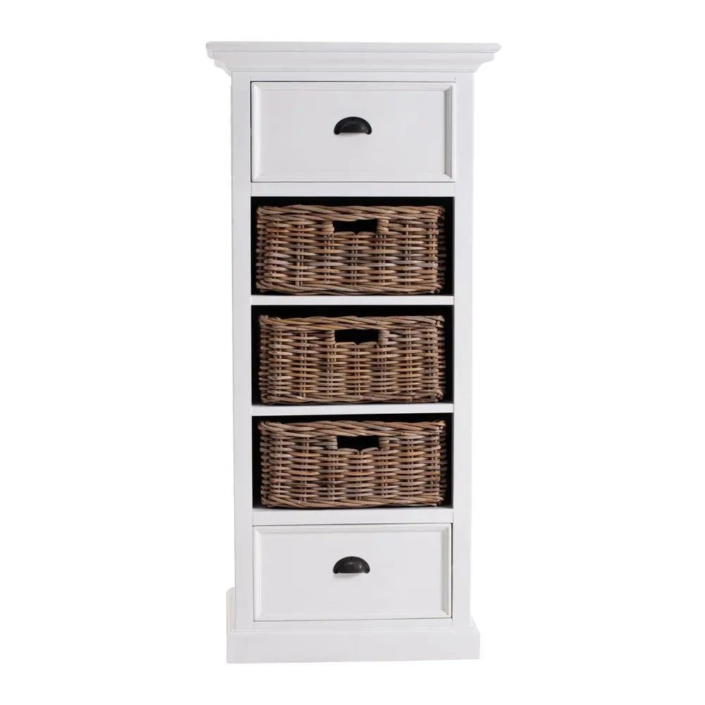 52" White Two Drawer Storage Cabinet With Baskets - NOVA HOME FURNITURE