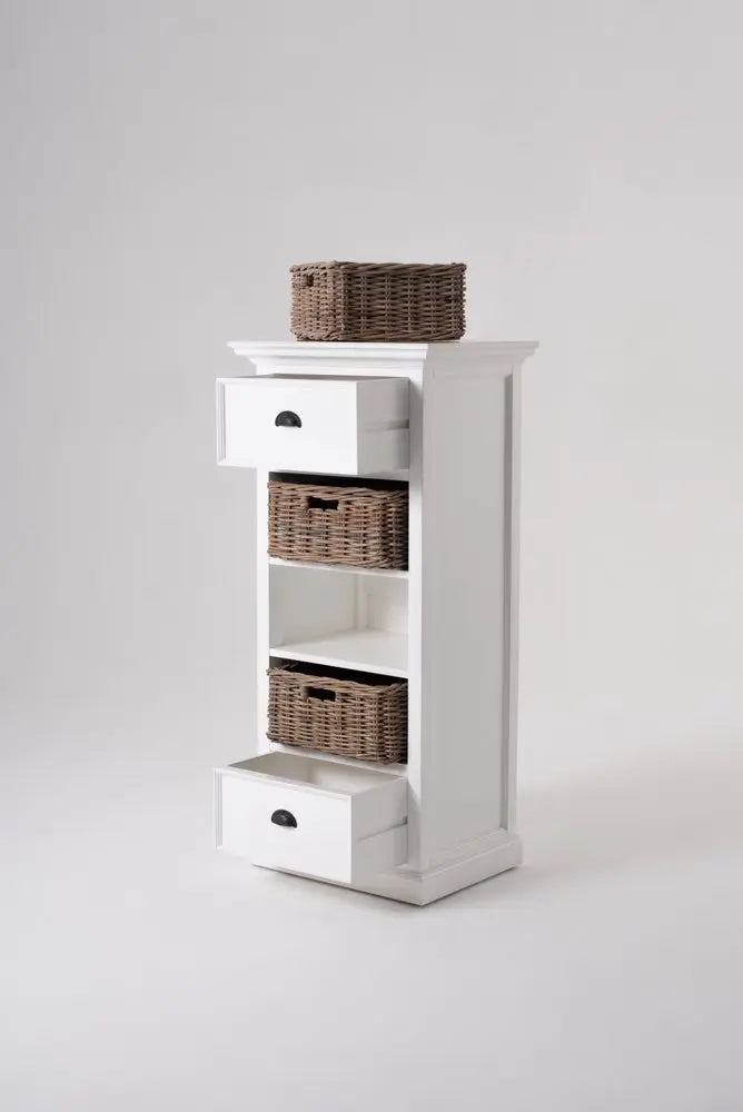 52" White Two Drawer Storage Cabinet With Baskets - NOVA HOME FURNITURE