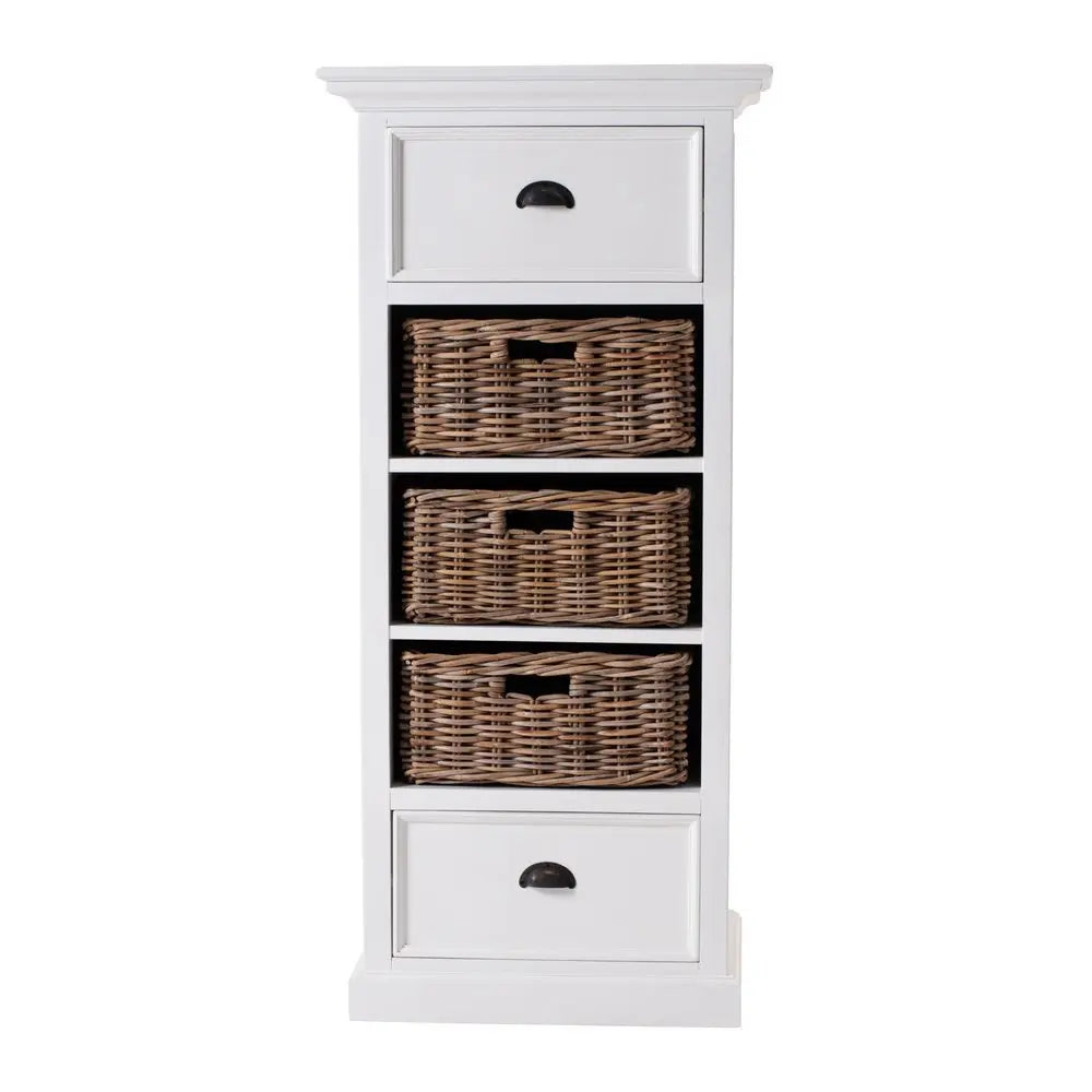 52" White Two Drawer Storage Cabinet With Baskets - NOVA HOME FURNITURE