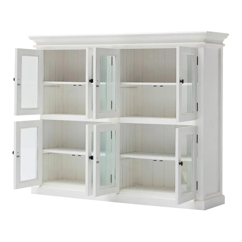 52" White Wood and Glass Two Level Storage Cabinet - NOVA HOME FURNITURE