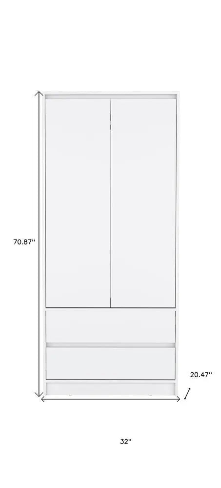 71" White Wood Two Door Two Drawer Combo Dresser HomeRoots