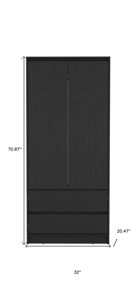 71" Black Wood Two Door Two Drawer Combo Dresser HomeRoots