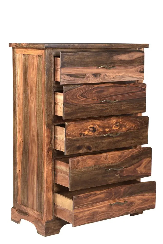 36" Dark Brown Solid Wood Five Drawer Chest HomeRoots