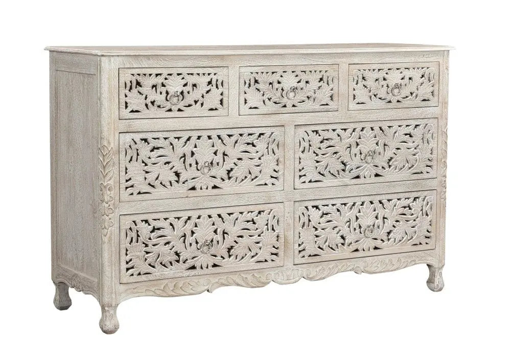 35" White Solid Wood Six Drawer Chest HomeRoots