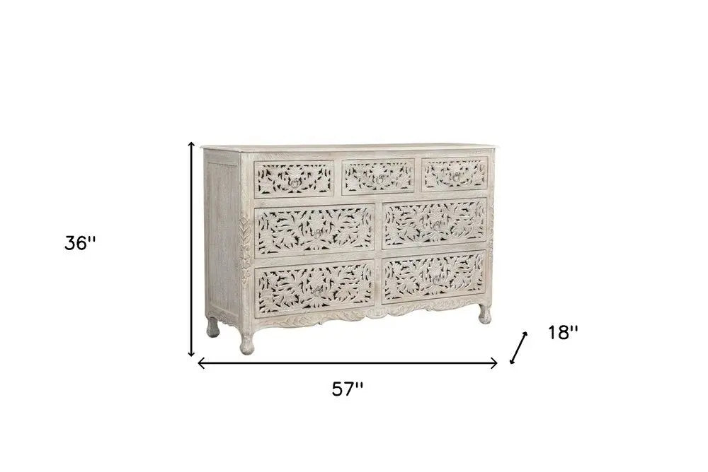 35" White Solid Wood Six Drawer Chest HomeRoots