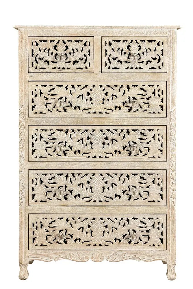 35" Gray Solid Wood Six Drawer Chest HomeRoots