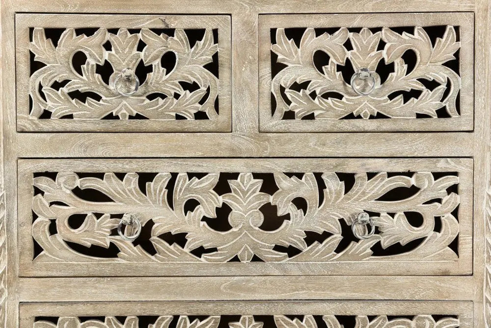 57" White Solid Wood Seven Drawer Dresser HomeRoots