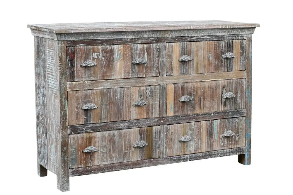 60" White Solid Wood Six Drawer Double Dresser HomeRoots