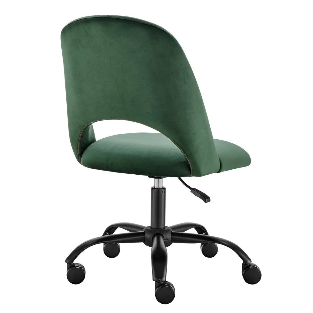 Green and Black Steel and Velvet Adjustable Swivel Rolling Conference Office Chair HomeRoots