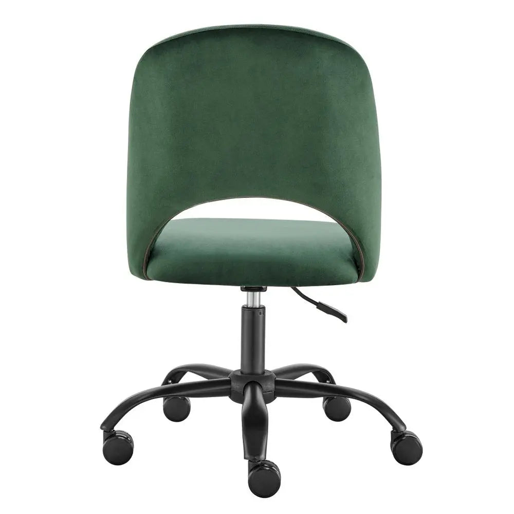 Green and Black Steel and Velvet Adjustable Swivel Rolling Conference Office Chair HomeRoots