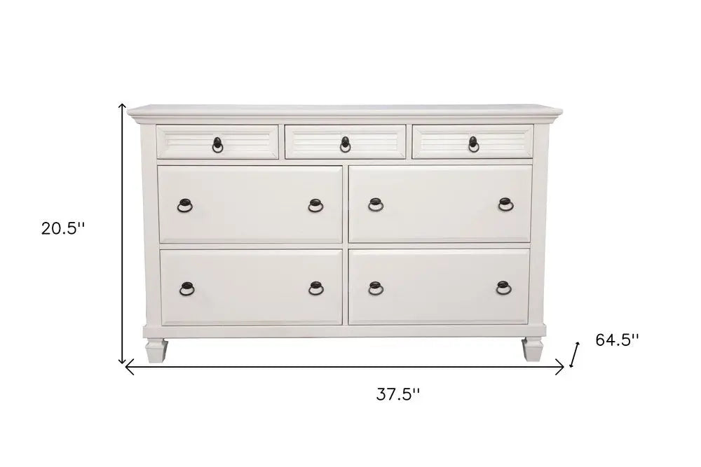 62" White Solid Wood Seven Drawer Double Dresser HomeRoots