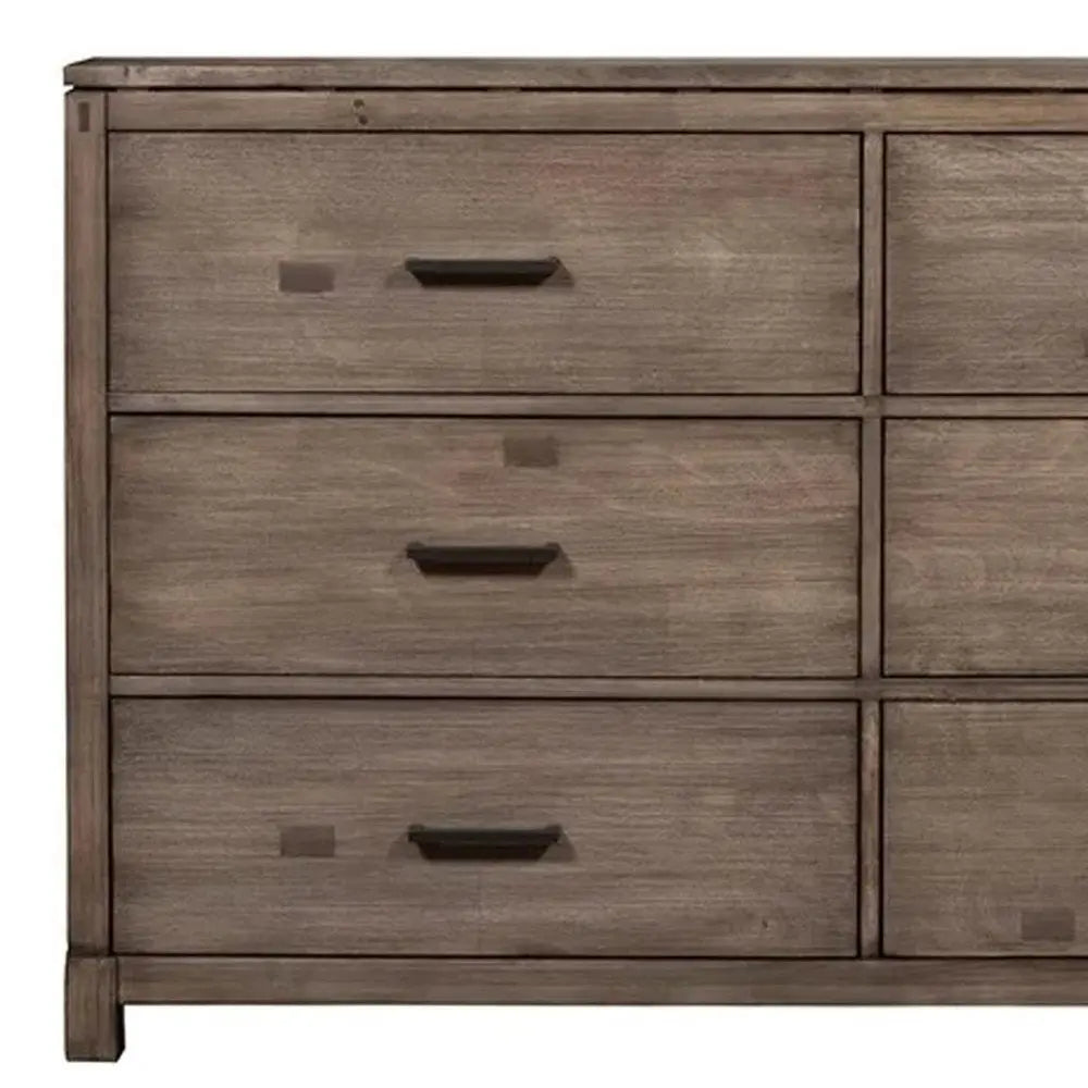 60" Gray Solid Wood Six Drawer Double Dresser HomeRoots