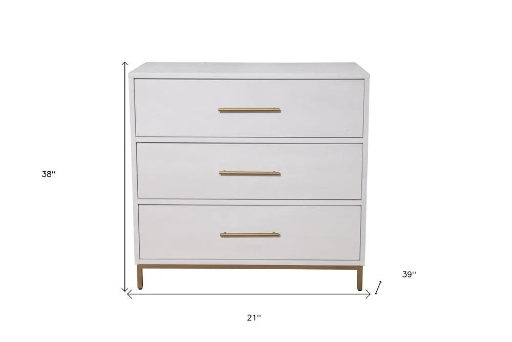 36" White Solid Wood Three Drawer Chest HomeRoots