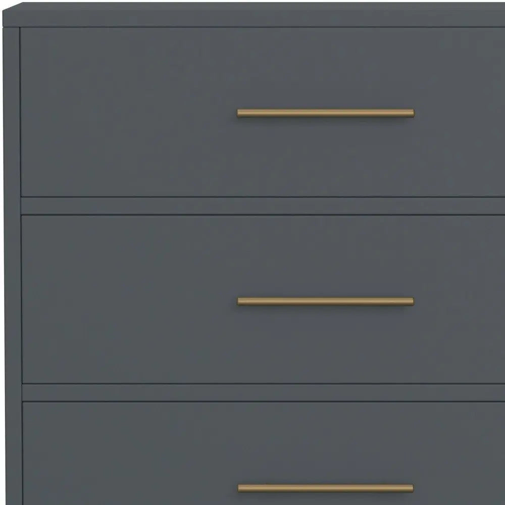 33" Gray Solid Wood Five Drawer Dresser HomeRoots
