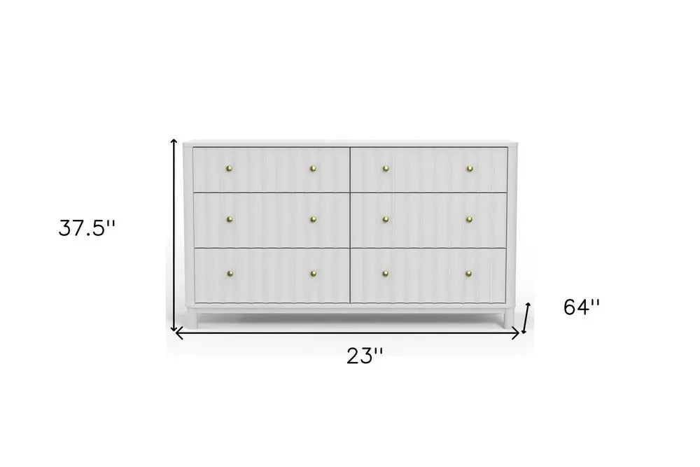 61" White Solid Wood Six Drawer Double Dresser HomeRoots