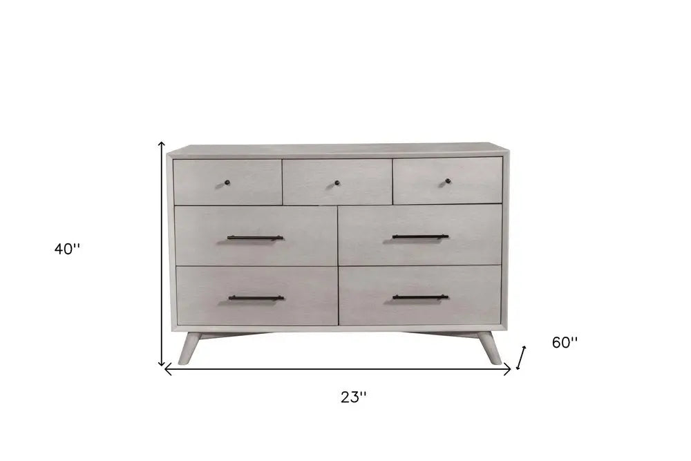 59" Gray Solid Wood Seven Drawer Double Dresser HomeRoots