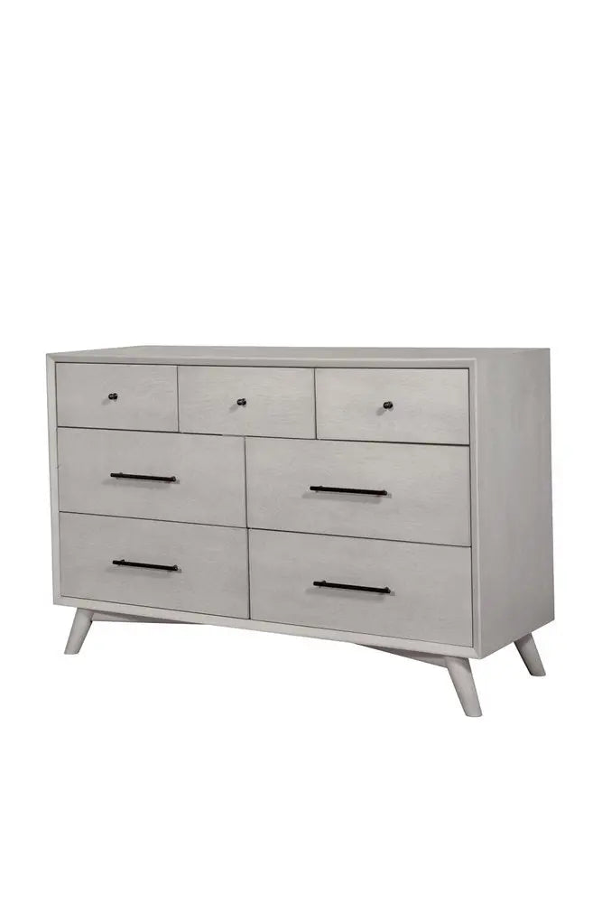 59" Gray Solid Wood Seven Drawer Double Dresser HomeRoots