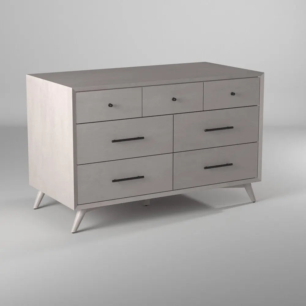 59" Gray Solid Wood Seven Drawer Double Dresser HomeRoots