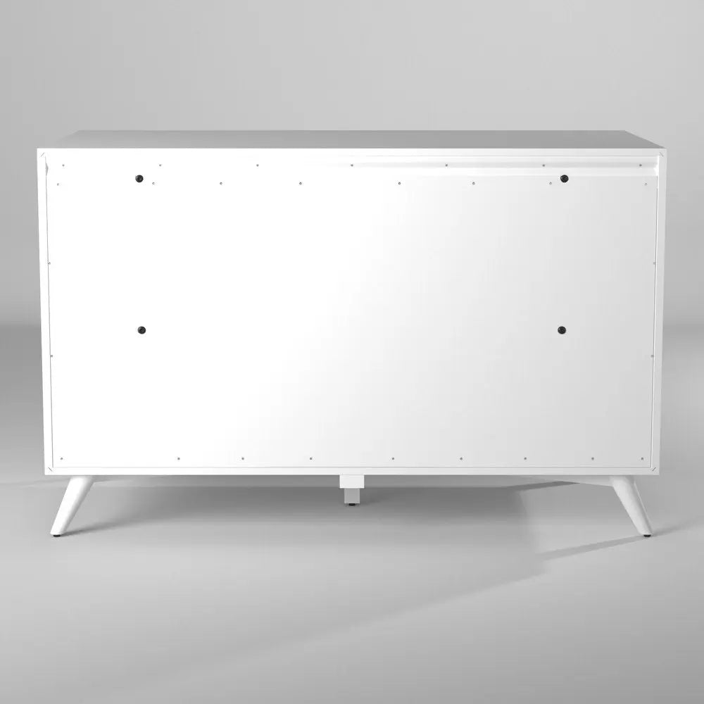 56" White Solid Wood Seven Drawer Double Dresser HomeRoots