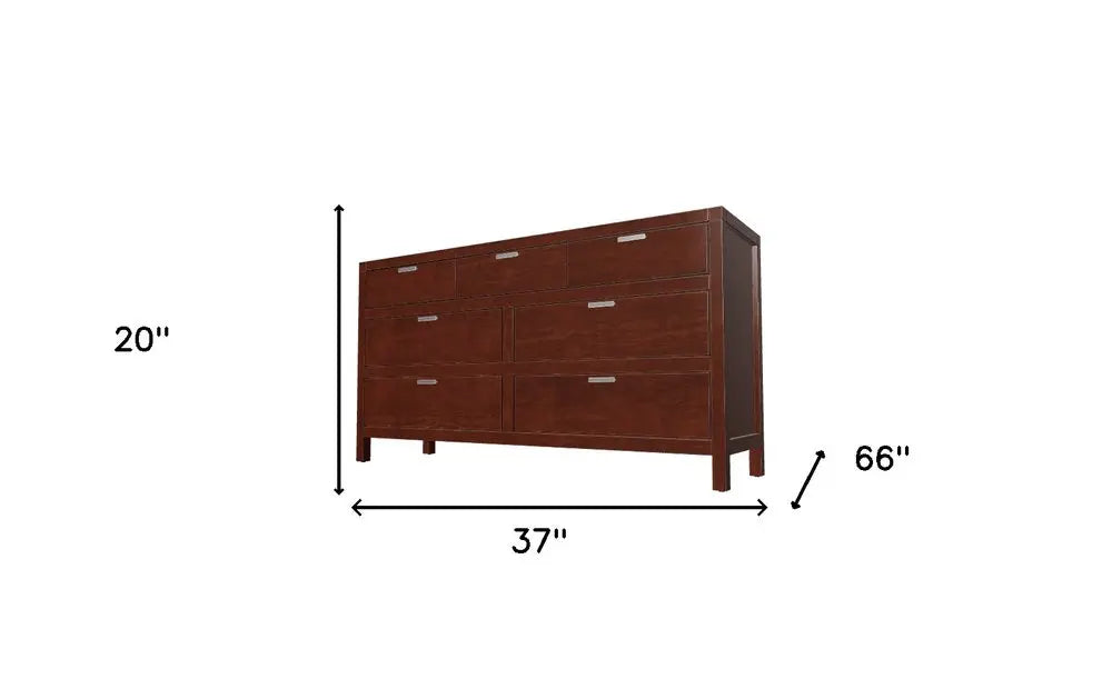 63" Brown Solid Wood Seven Drawer Double Dresser HomeRoots