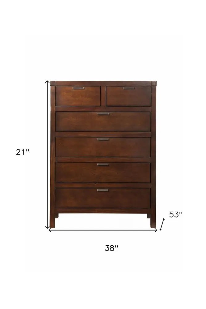 63" Brown Solid Wood Seven Drawer Double Dresser HomeRoots