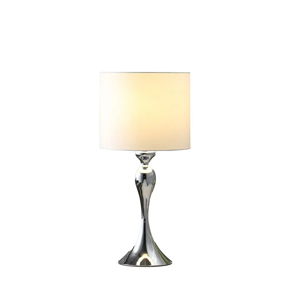 25" Silver Sleek Table Lamp With Off White Drum Shade HomeRoots