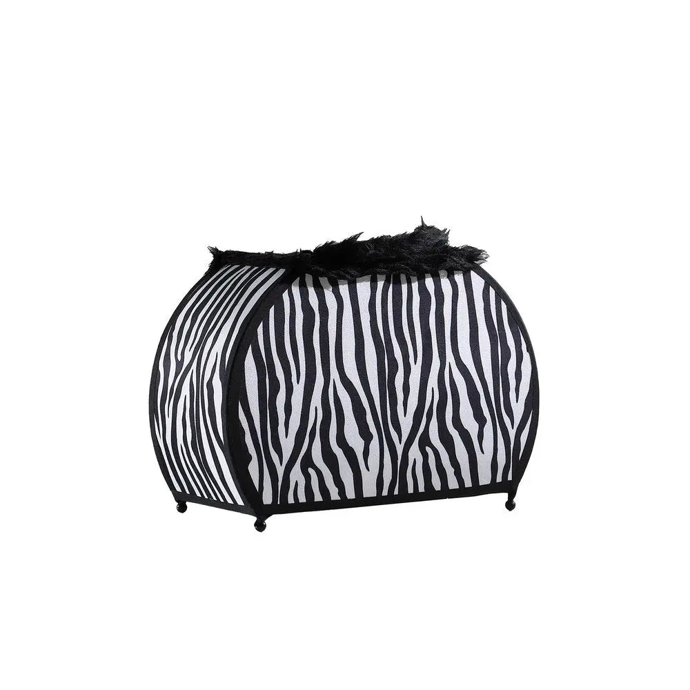 12" Black And White Funky Zebra Pattern Novelty Table Lamp HomeRoots