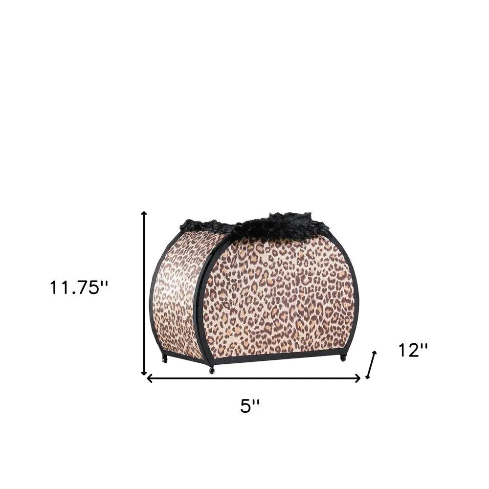 12" Brown and White Funky Leopard Pattern Novelty Table Lamp HomeRoots