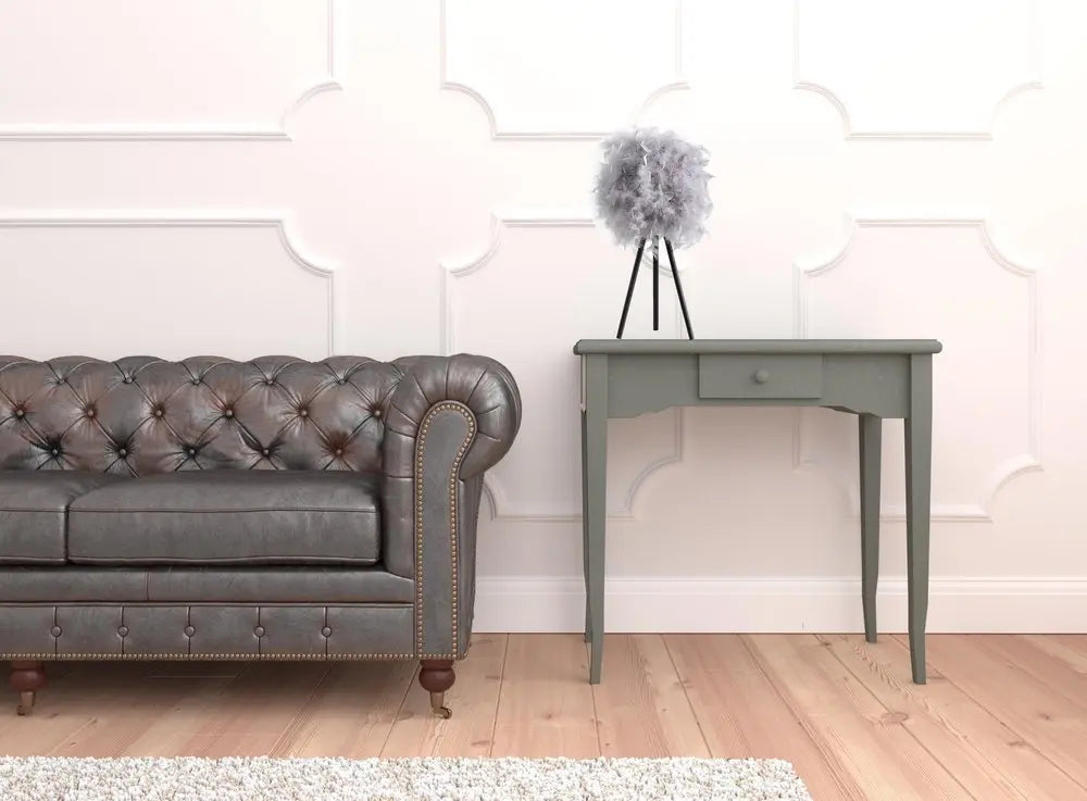 21" Soft Gray Feather Shade Modern Tripod Metal Table Lamp HomeRoots