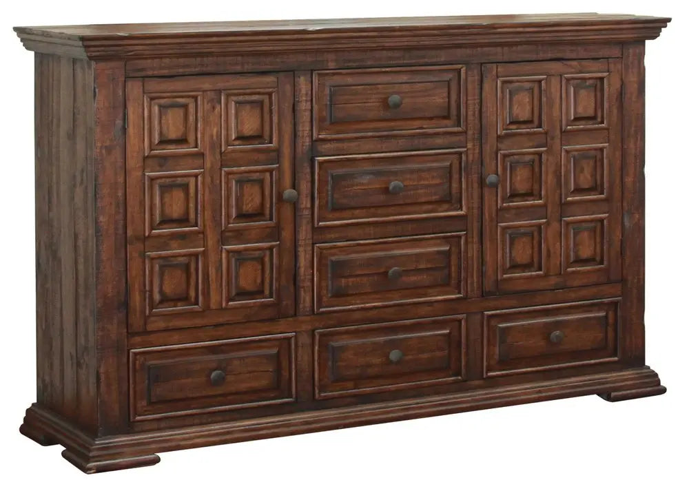 50" Chocolate Solid Wood Six Drawer Triple Dresser HomeRoots