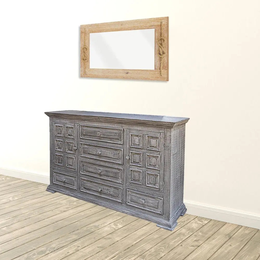 69" Gray Solid Wood Six Drawer Triple Dresser HomeRoots