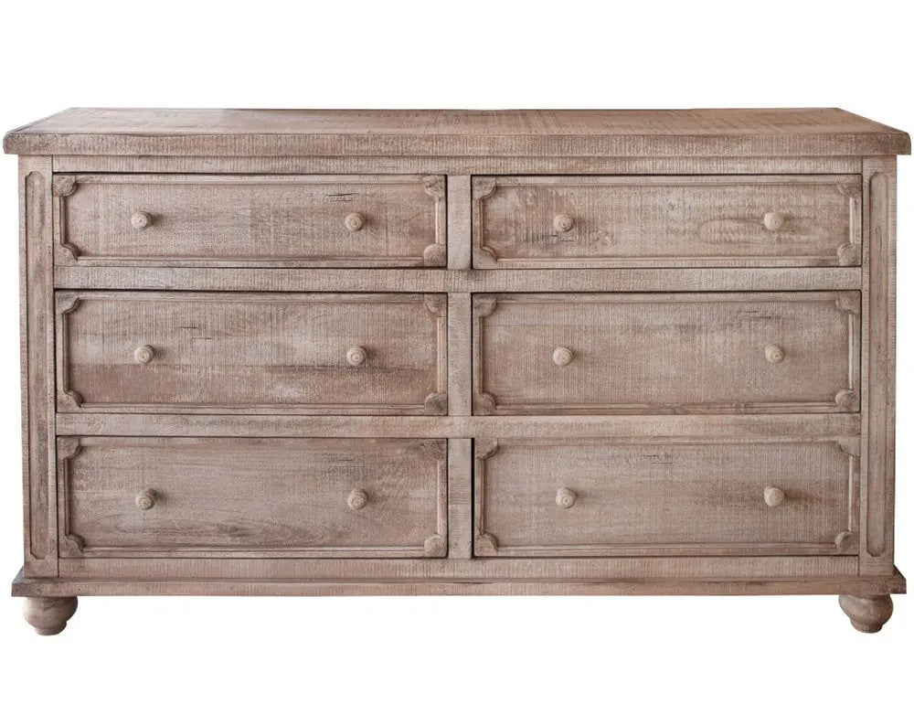 70" Natural Solid Wood Six Drawer Double Dresser HomeRoots