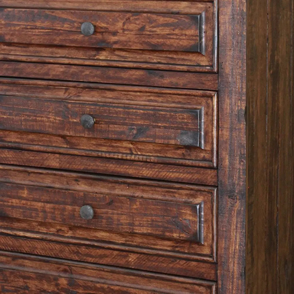 50" Chocolate Solid Wood Six Drawer Triple Dresser HomeRoots