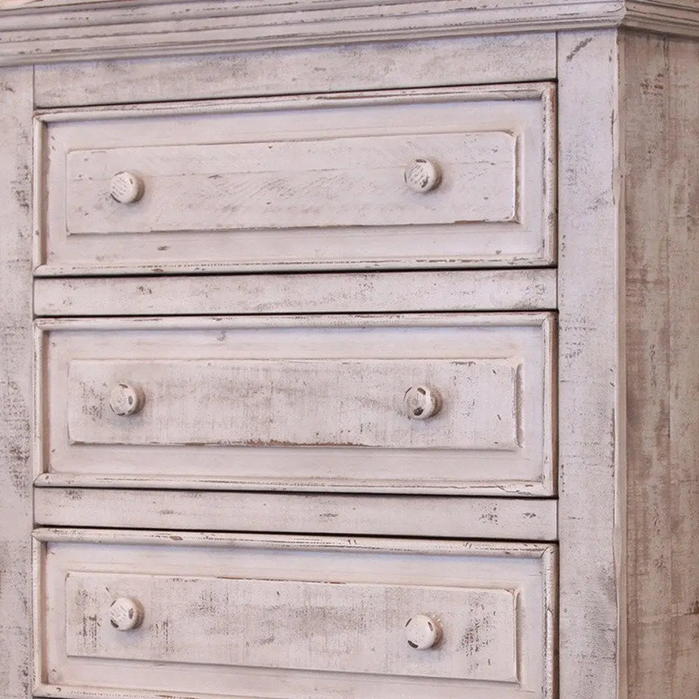 37" White Solid Wood Five Drawer Chest HomeRoots