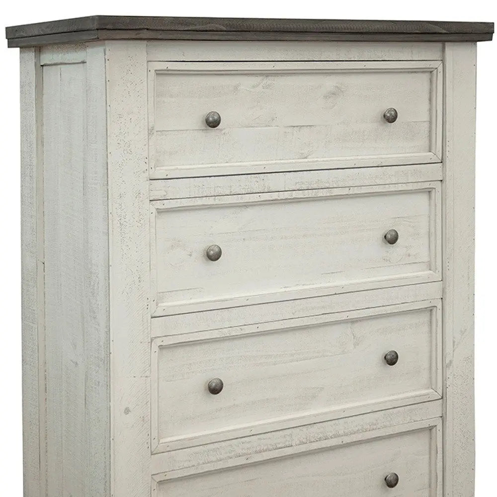 39" Gray and Ivory Solid Wood Four Drawer Chest HomeRoots