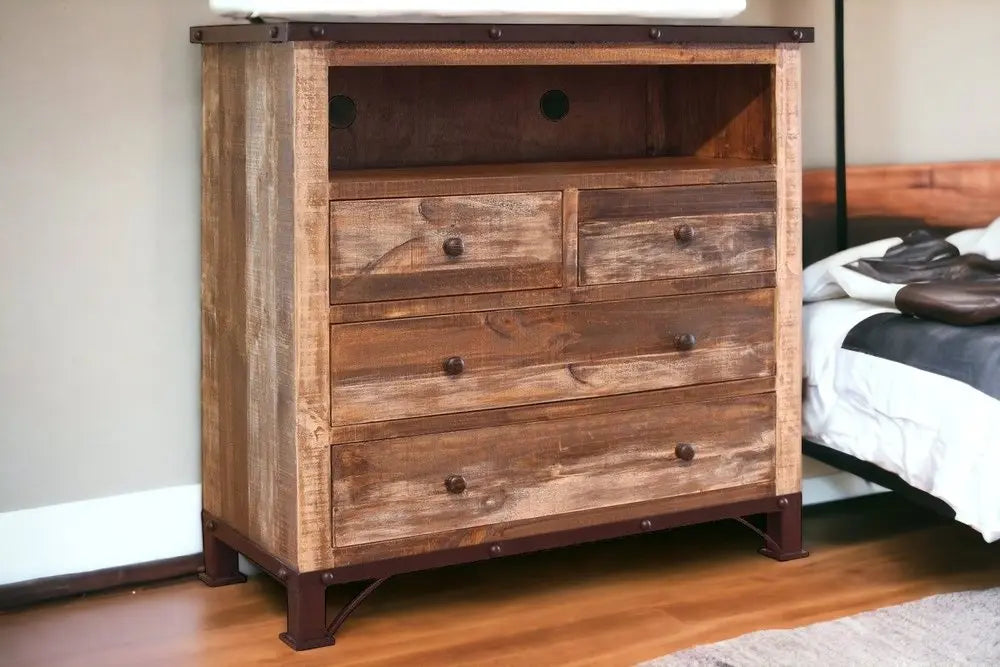 43" Brown Solid Wood Four Drawer Chest HomeRoots