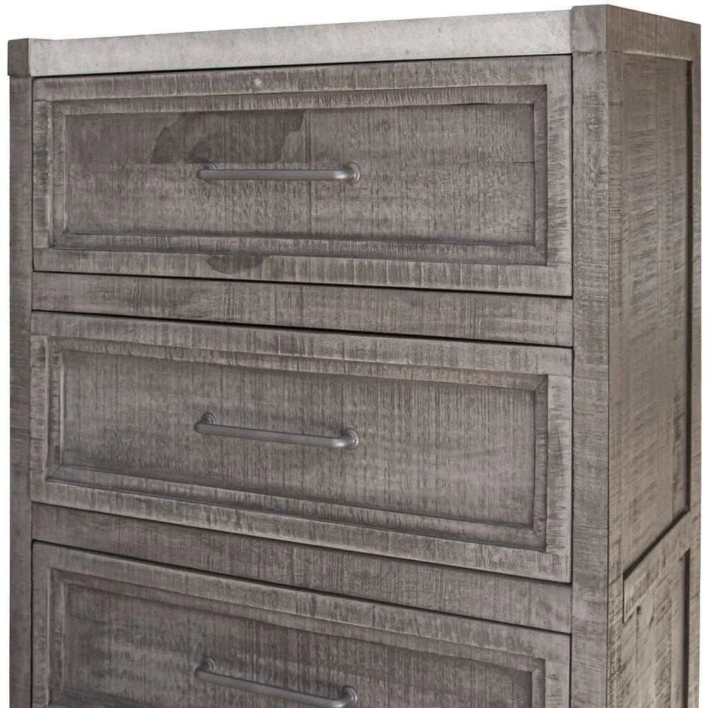 62" Gray Solid Wood Seven Drawer Triple Dresser HomeRoots