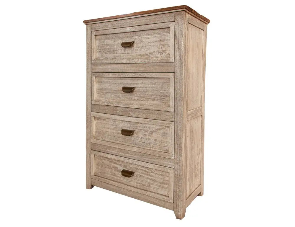 37" Cream Solid Wood Four Drawer Chest HomeRoots