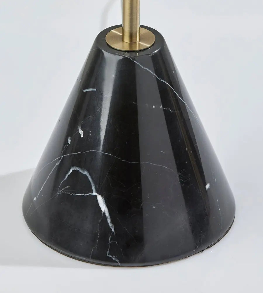 28" Black and Gold Marble and Metal Table Lamp With Beige Drum Shade HomeRoots