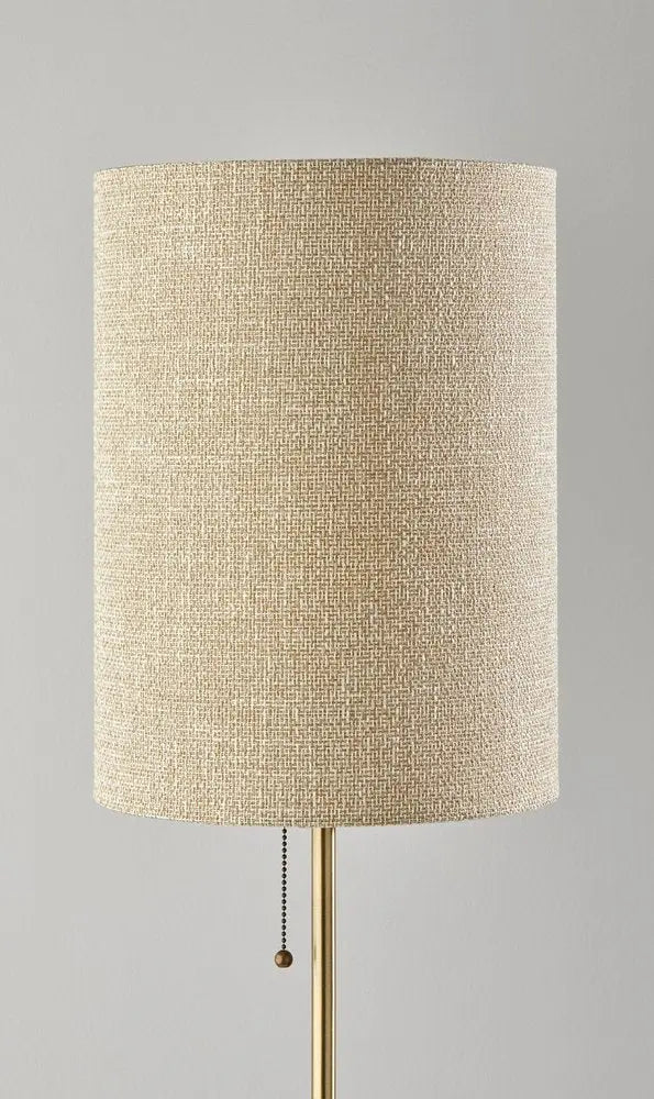 28" Black and Gold Marble and Metal Table Lamp With Beige Drum Shade HomeRoots