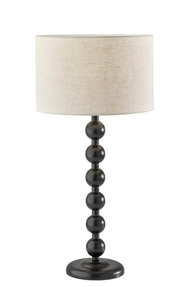 28" Black Solid Wood Candlestick Table Lamp With Off White Drum Shade HomeRoots
