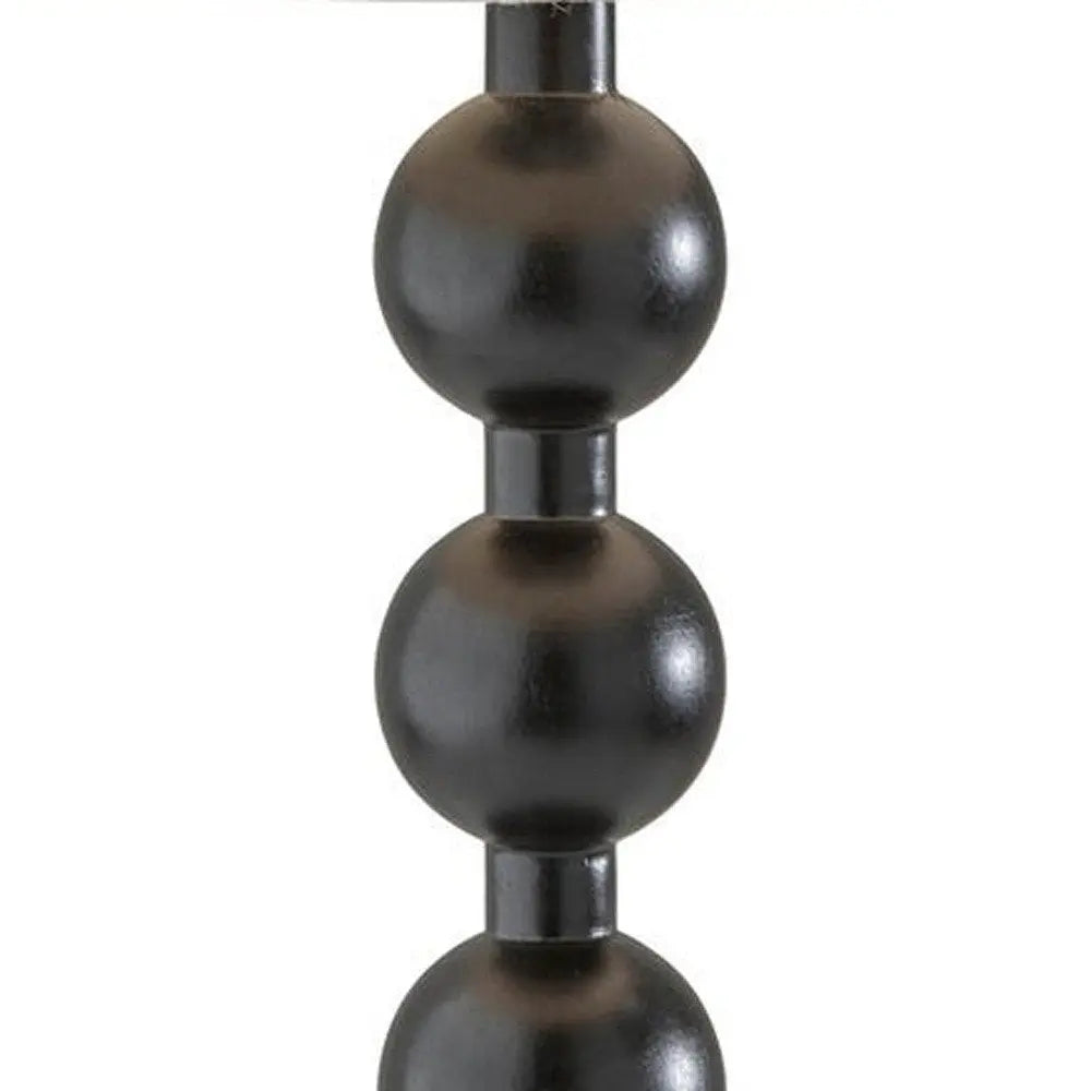 28" Black Solid Wood Candlestick Table Lamp With Off White Drum Shade HomeRoots