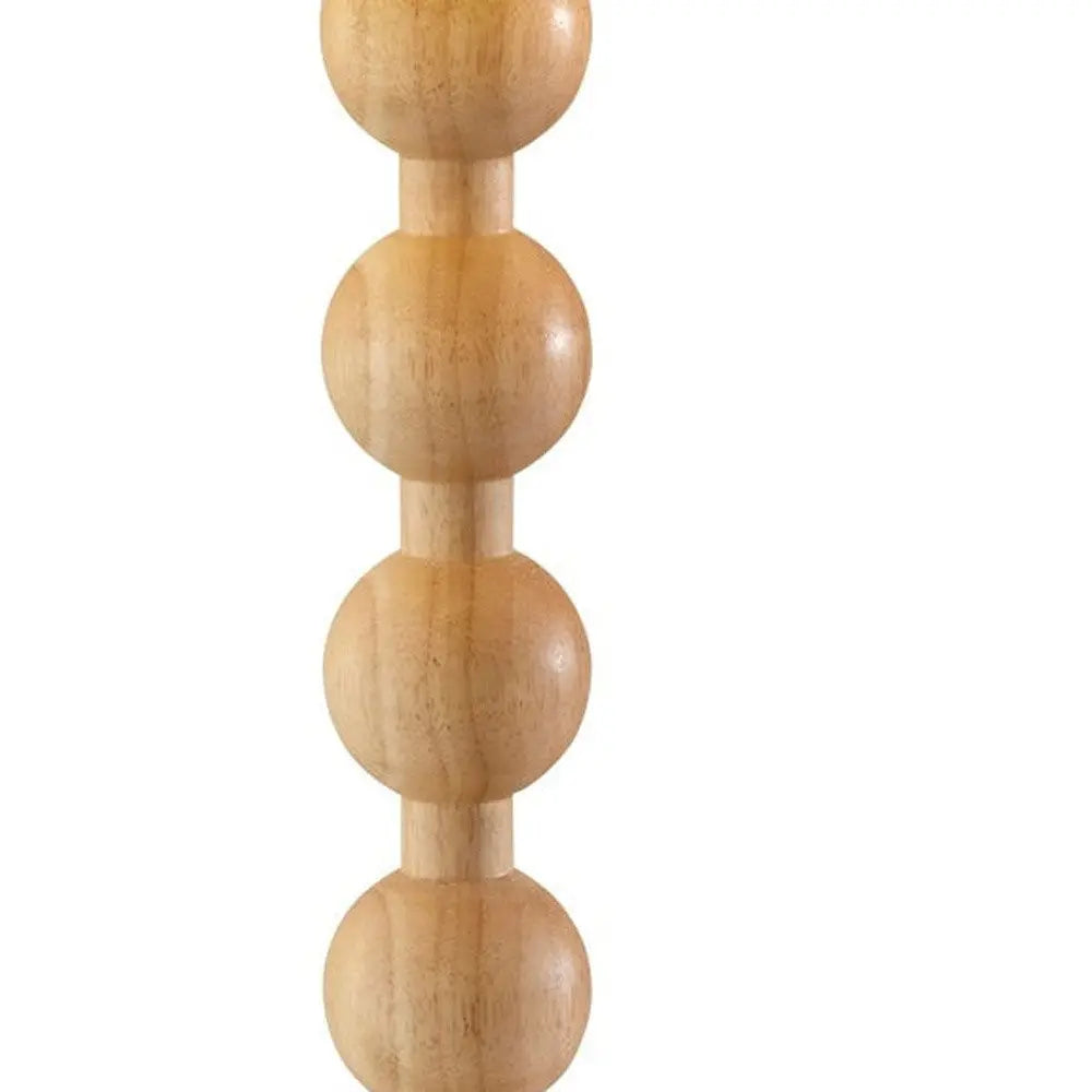 28" Brown Solid Wood Candlestick Table Lamp With Off White Drum Shade HomeRoots