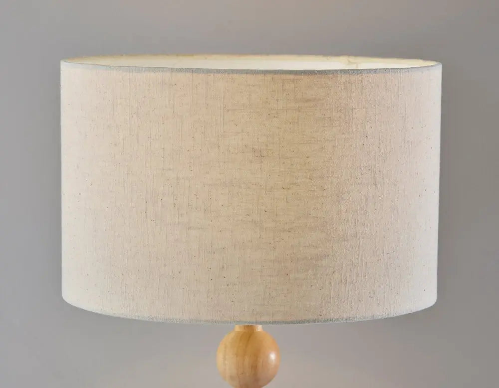 28" Brown Solid Wood Candlestick Table Lamp With Off White Drum Shade HomeRoots